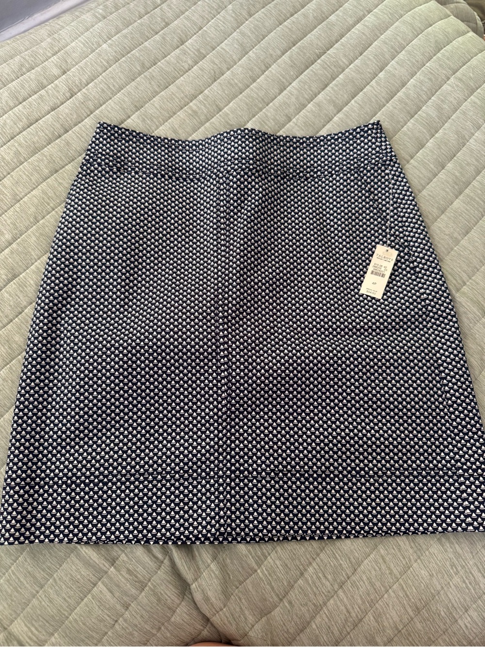 Talbots Navy and White Patterned Pencil Skirt
